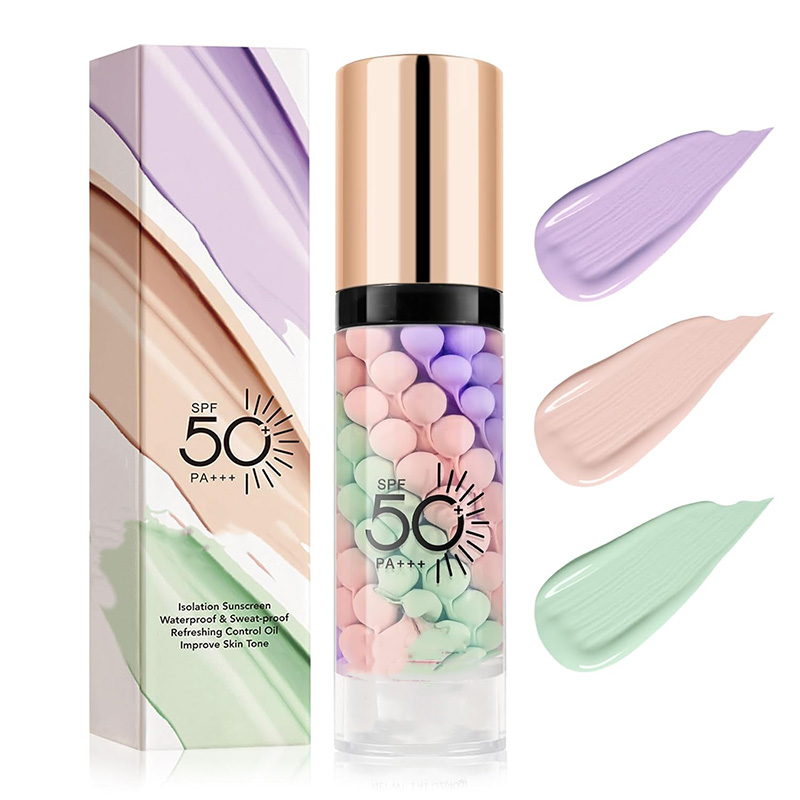 SPF50+ sunscreen primer OEM manufacturer Tricolor primer ODM factory