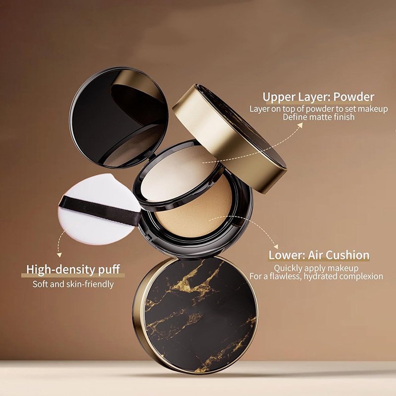 Makeup customization OEM factory | 2 in1 double-layer air cushion CC cream manufacturer 2 in1 double-layer oil-control setting powder OEM