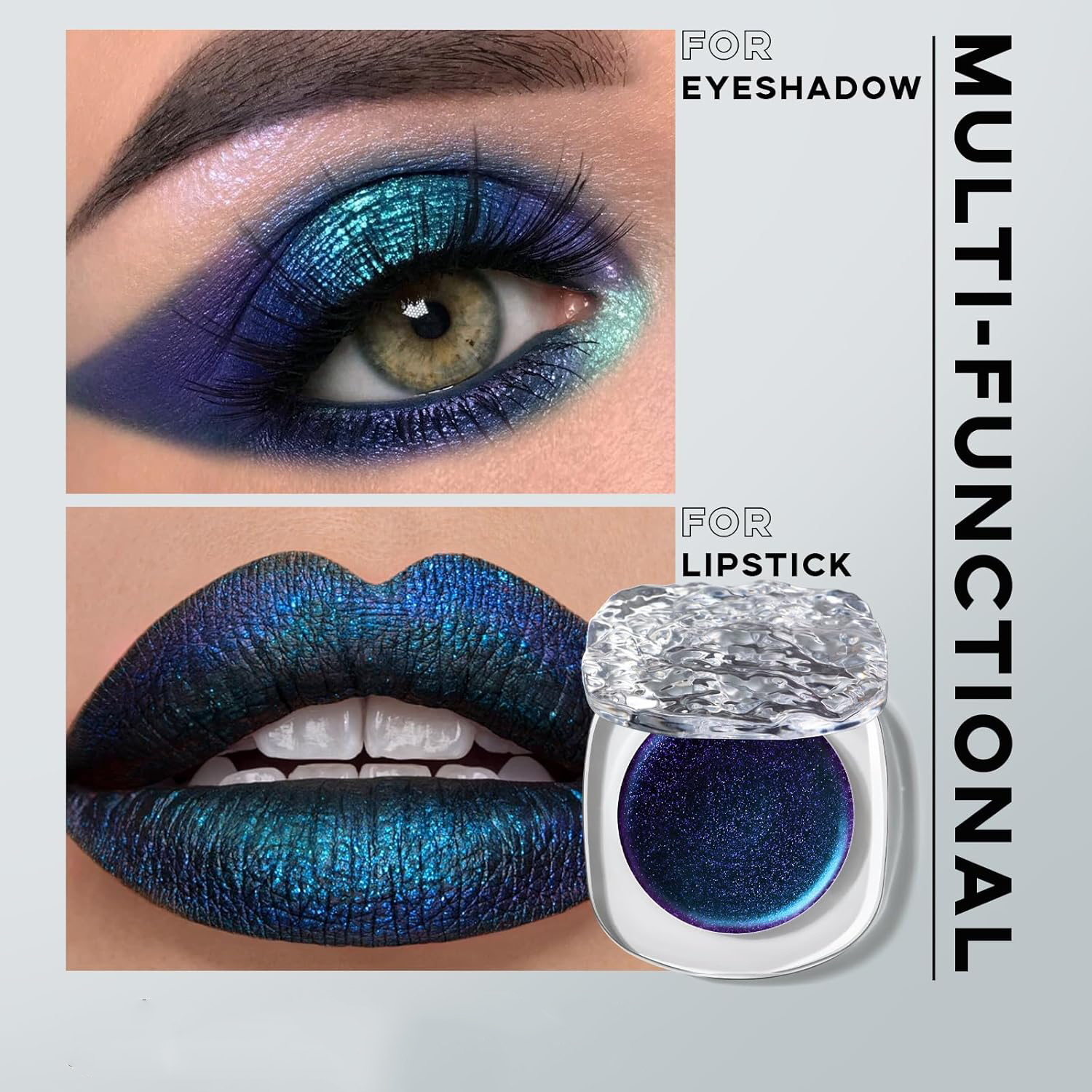 Black and Blue Smoky Glitter Eyeshadow and Lipstick OEM Factory